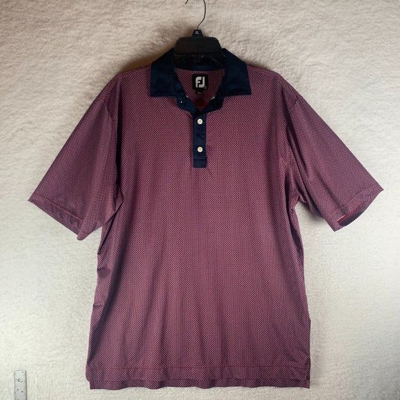 Foot‎ Joy Men’s Short Sleeve Diamond Pattern Maroon Polo Golf Shirt Size L 8902 - Picture 1 of 9